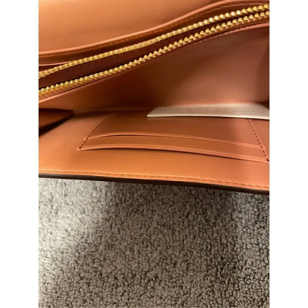 Coach Leather Chain Crossbody Melon/Gold Wristlet Clutch Handbag F31620 NWT